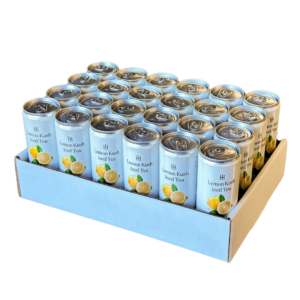 24-pack of Lemon Kush Iced Tea cans, featuring premium CBD and THC infusion for wellness and relaxation.